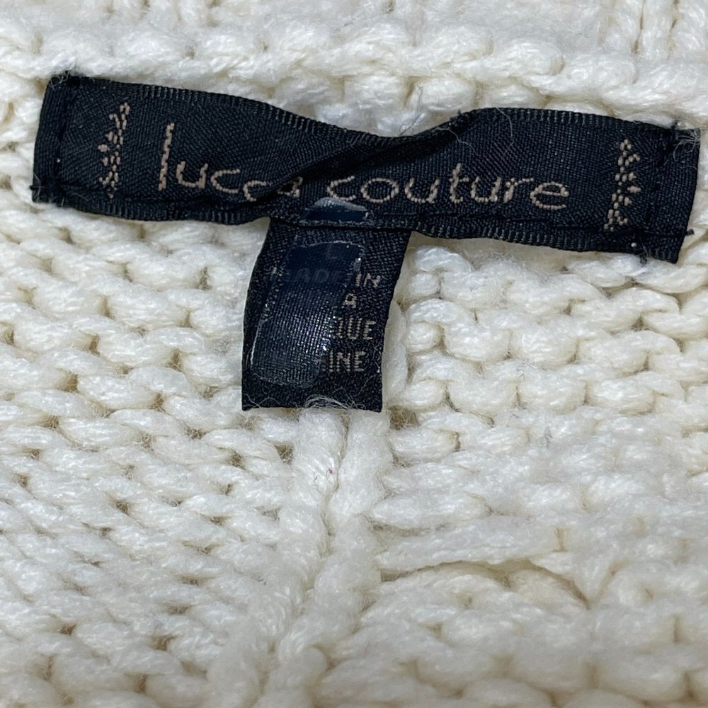 Lucca Couture Women's Cropped Sweater Long Sleeve Cable-Knit Size L Large - Picture 5 of 8